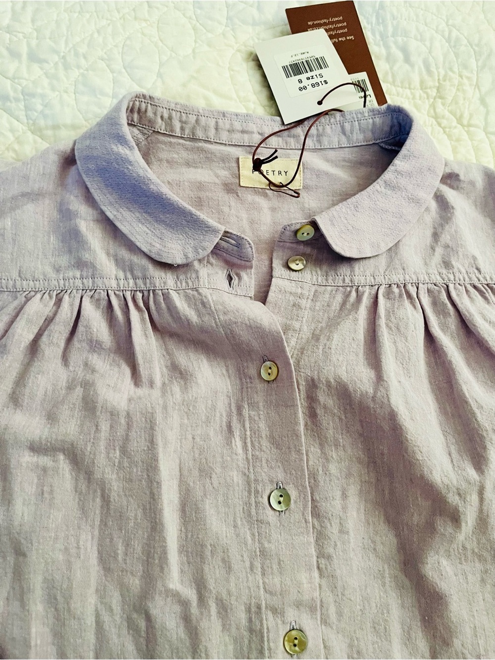 NWT Poetry Lavender Shell Button-Front Women's Blouse Linen Blend Soft - Picture 12 of 15